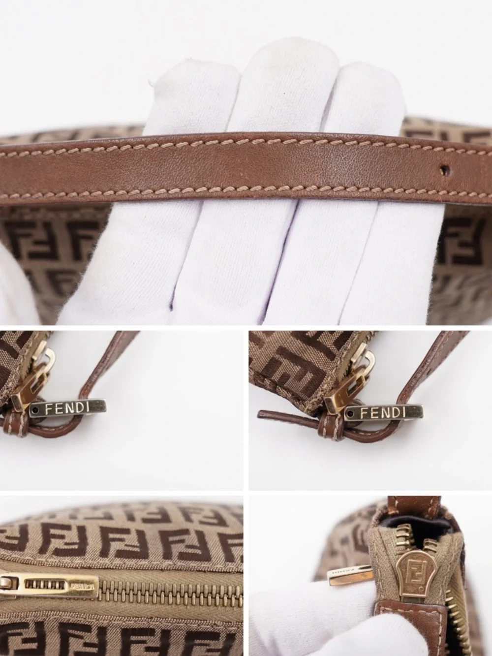 Fendi Brown and Tan Zucca Canvas Wristlet - Picture 5 of 12